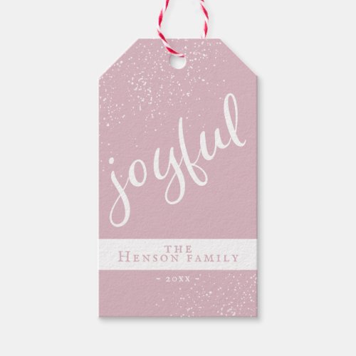 Simple Joyful Blush Pink Christmas Holiday Gift Tags