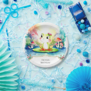 Simple Joyful Frog Birthday Paper Plates