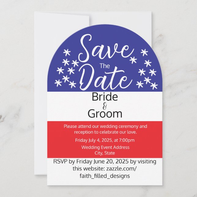Simple July 4th Patriotic Country Wedding Invitation (Front)
