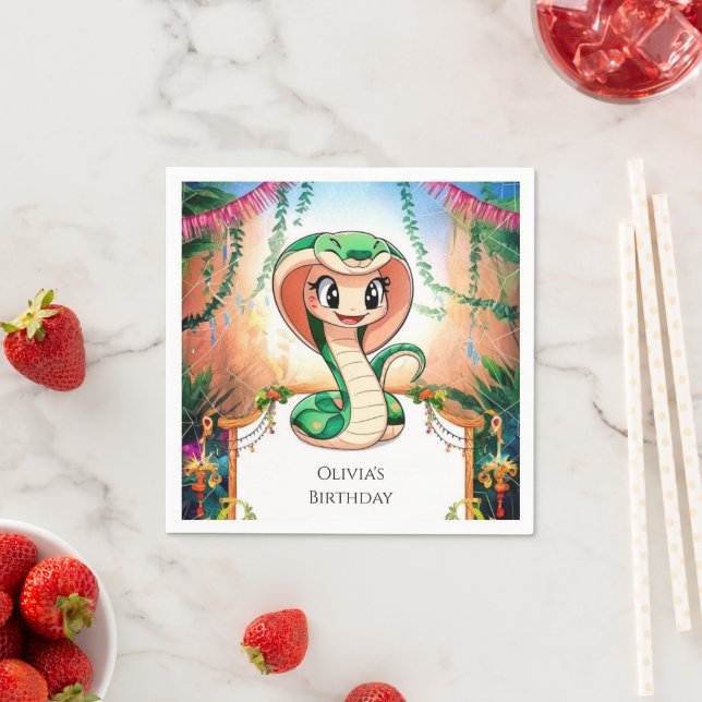 Simple Jungle Snake Birthday Napkins (Insitu)