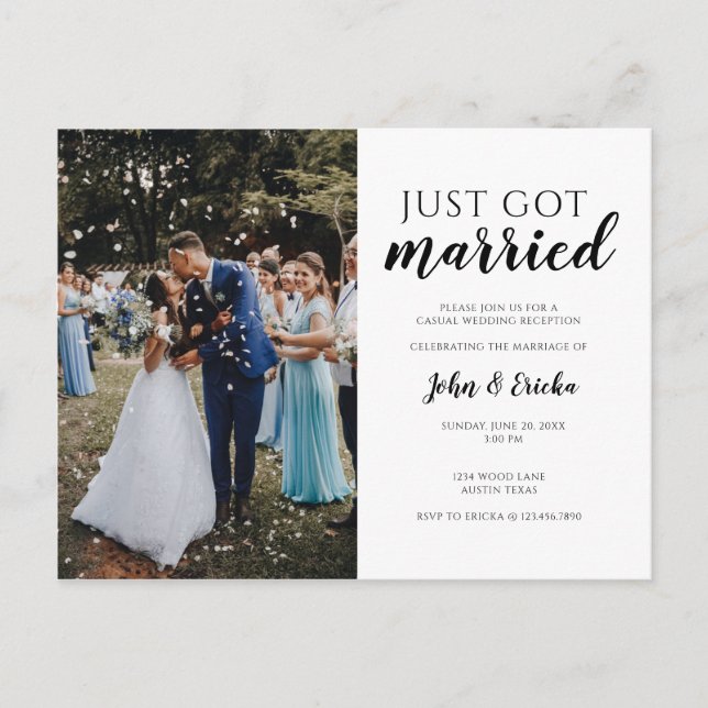 Simple Just Got Married Wedding Elopement Announcement Postcard (Front)