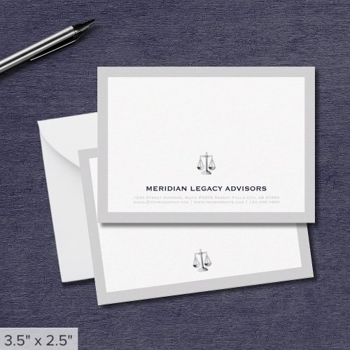 Simple Justice Scale Logo Business Note Card
