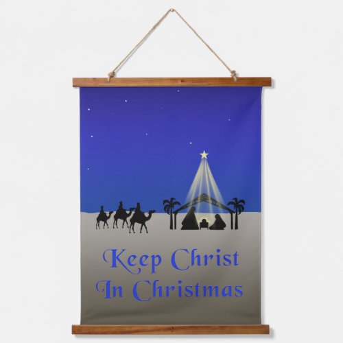 Simple Keep Christ In Christmas Nativity Scene Hanging Tapestry