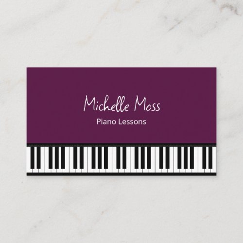Simple Keyboard Piano Music Teacher Pianist Purple Business Card