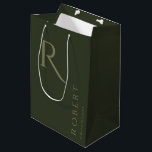 Simple Khaki Green Monogram Personalized Groomsmen Medium Gift Bag<br><div class="desc">This khaki green personalized groomsmen gift bag features personalized groomsman's name,  and calligraphy monogram. Change background and fonts colors easily if you like.</div>