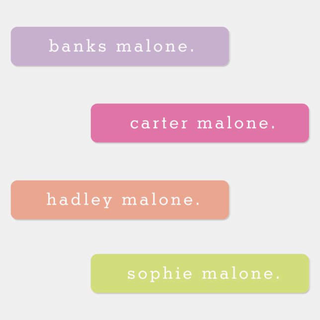 Simple Kids Bright Name Labels (Group)