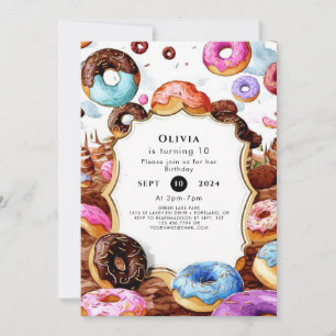 Simple Kids Donut Birthday Invitation