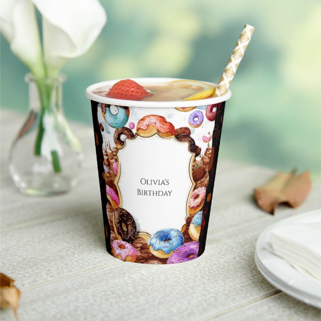 Simple Kids Donut Birthday Paper Cups (Insitu)