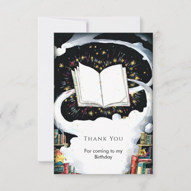 Simple Kids Fairytale Storybook Birthday Thank You Card (Front)