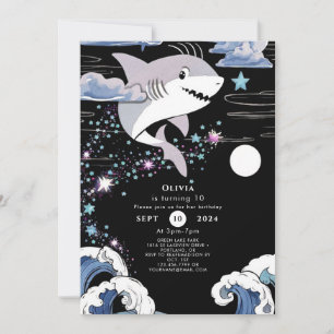 Simple Kids Fun Shark Birthday Invitation