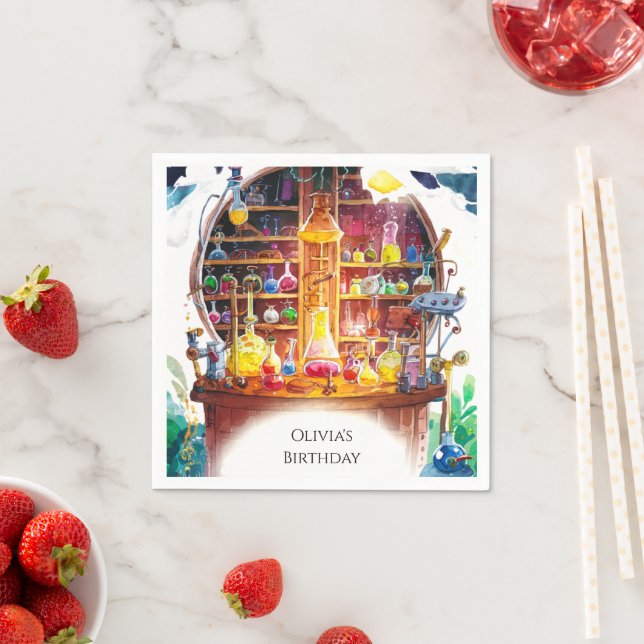 Simple Kids' Magic Scientist Birthday Napkins (Insitu)