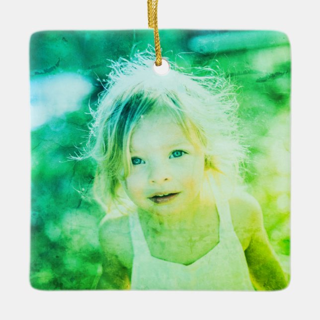 Simple Kids Photo Keepsake Ceramic Ornament (Front)