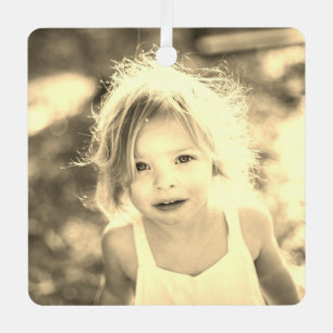 Simple Kids Photo Keepsake Golden Metal Ornament