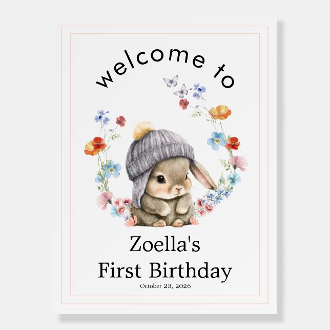 Simple Kids Woodland Birthday Party Welcome Poster (Front)