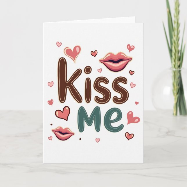 Simple Kiss Me Hearts Card (Front)