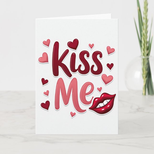 Simple Kiss Me Lips Love Card (Front)