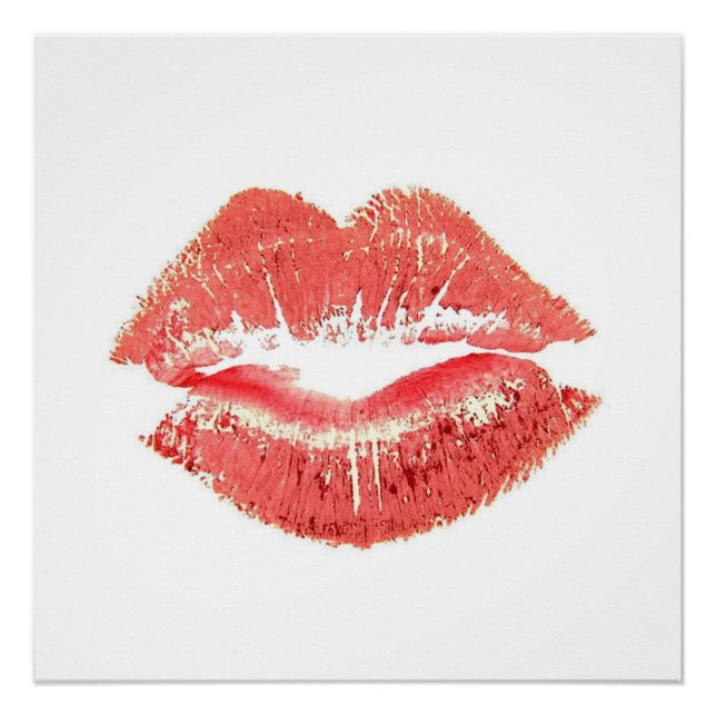 Simple Kiss Red Lips Lipstick Poster (Front)