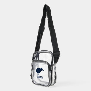 Simple Kiwi Bird Silhouette Monogram Custom Clear Crossbody Bag