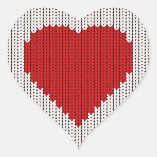 Simple knitted Wool Look I love you Valentines Day Heart Sticker