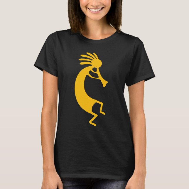 Simple Kokopelli drawing in yellow orange T-Shirt (Front)
