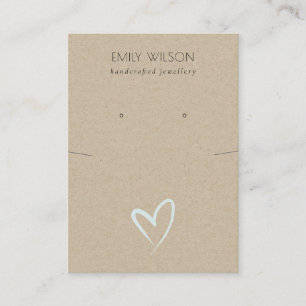 Simple Kraft Blue Heart Necklace Earring Display Business Card