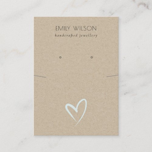 Simple Kraft Blue Heart Necklace Earring Display Business Card