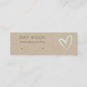 Simple Kraft Blue Heart Stud Earring Display Mini Business Card