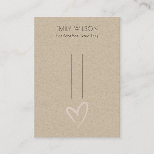 Simple Kraft Blush Heart Hairclips Pin Display  Business Card