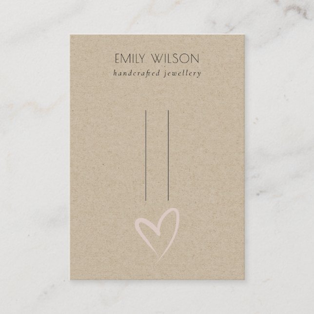 Simple Kraft Blush Heart Hairclips Pin Display  Business Card (Front)