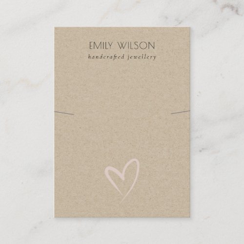 Simple Kraft Blush Heart Necklace Band Display Business Card