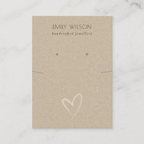 Simple Kraft Blush Heart Necklace Earring Display  Business Card