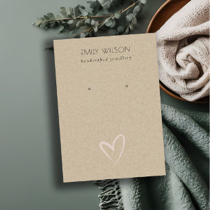 Simple Kraft Blush Heart Stud Earring Display Business Card