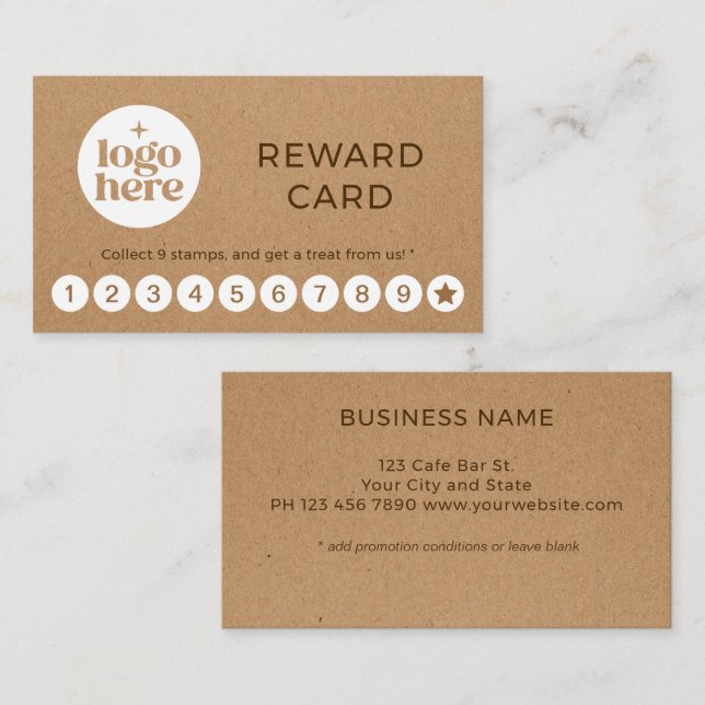 Simple Kraft Business Logo Punch Rewards Card (Front/Back)