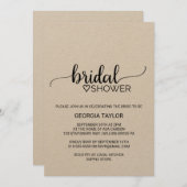 Simple Kraft Calligraphy Bridal Shower Invitation (Front/Back)