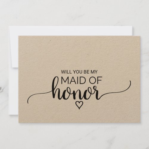 Simple Kraft Calligraphy Maid Of Honor Proposal Invitation