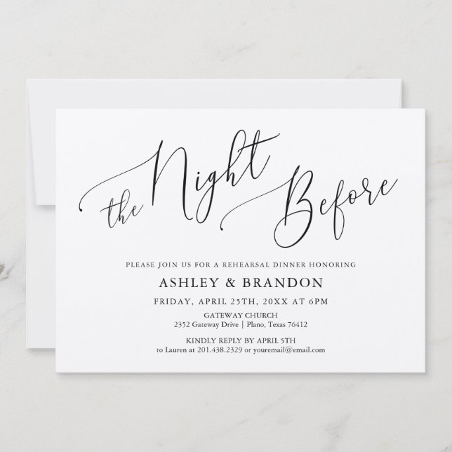 Simple Kraft Calligraphy Rustic Rehearsal Dinner Invitation (Front)