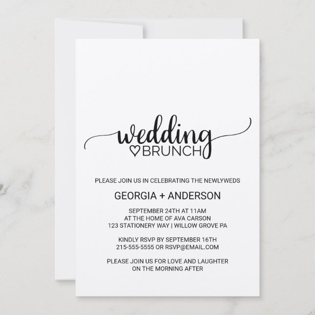 Simple Kraft Calligraphy Wedding Brunch Invitation (Front)