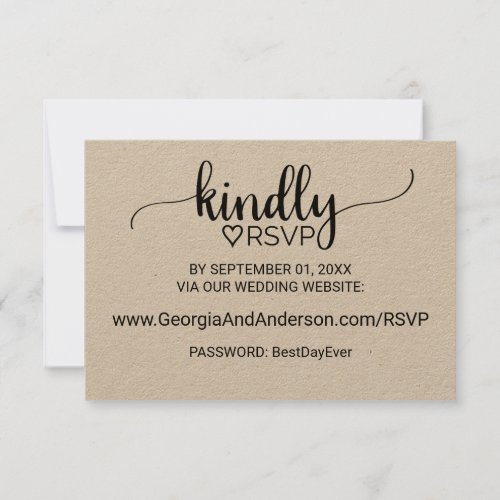 Simple Kraft Calligraphy Wedding Website RSVP Invitation