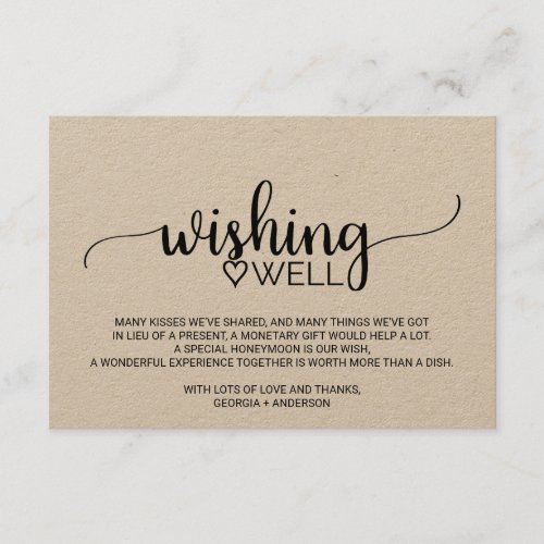 Simple Kraft Calligraphy Wedding Wishing Well Enclosure Card