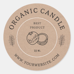 Simple Kraft Candle Package Classic Round Sticker