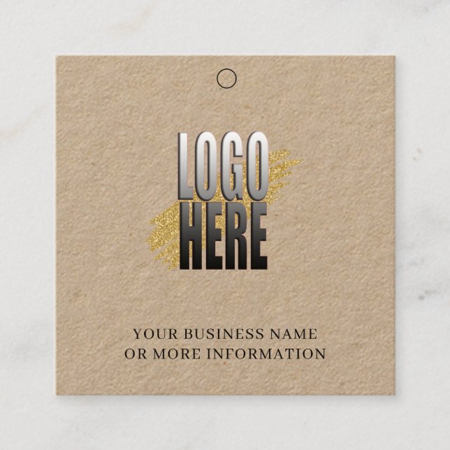 Simple Kraft Logo Social Media Hanging Price Tag (Front)