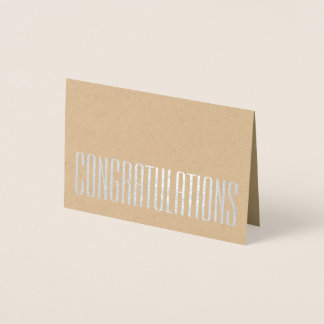 Simple Kraft Minimal Congratulations Silver Real Foil Card