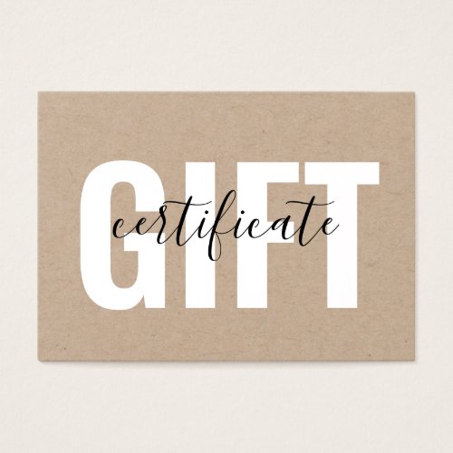 Simple Kraft Minimalist Business Gift Certificate