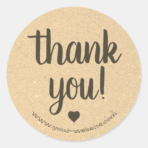 Simple Kraft Paper Brown Beige Thank You Business  Classic Round Sticker