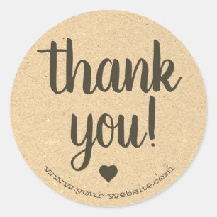 Simple Kraft Paper Brown Beige Thank You Business Classic Round Sticker
