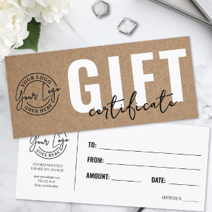 Simple Kraft Paper Business Gift Certificate