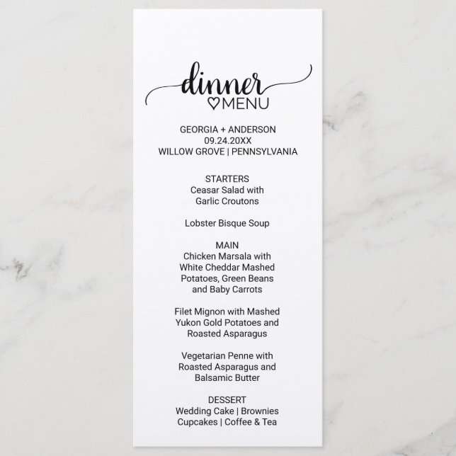 Simple Kraft Paper Calligraphy Wedding Dinner Menu (Front)