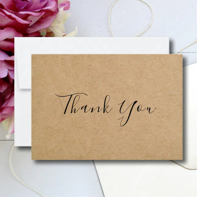 Simple Kraft Paper Custom Message Thank You Card | Zazzle