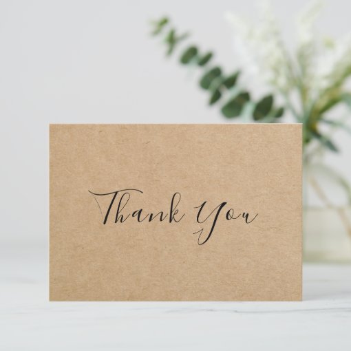 Simple Kraft Paper Custom Message Thank You Card | Zazzle