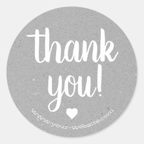 Simple Kraft Paper Silver Gray Thank You Business  Classic Round Sticker